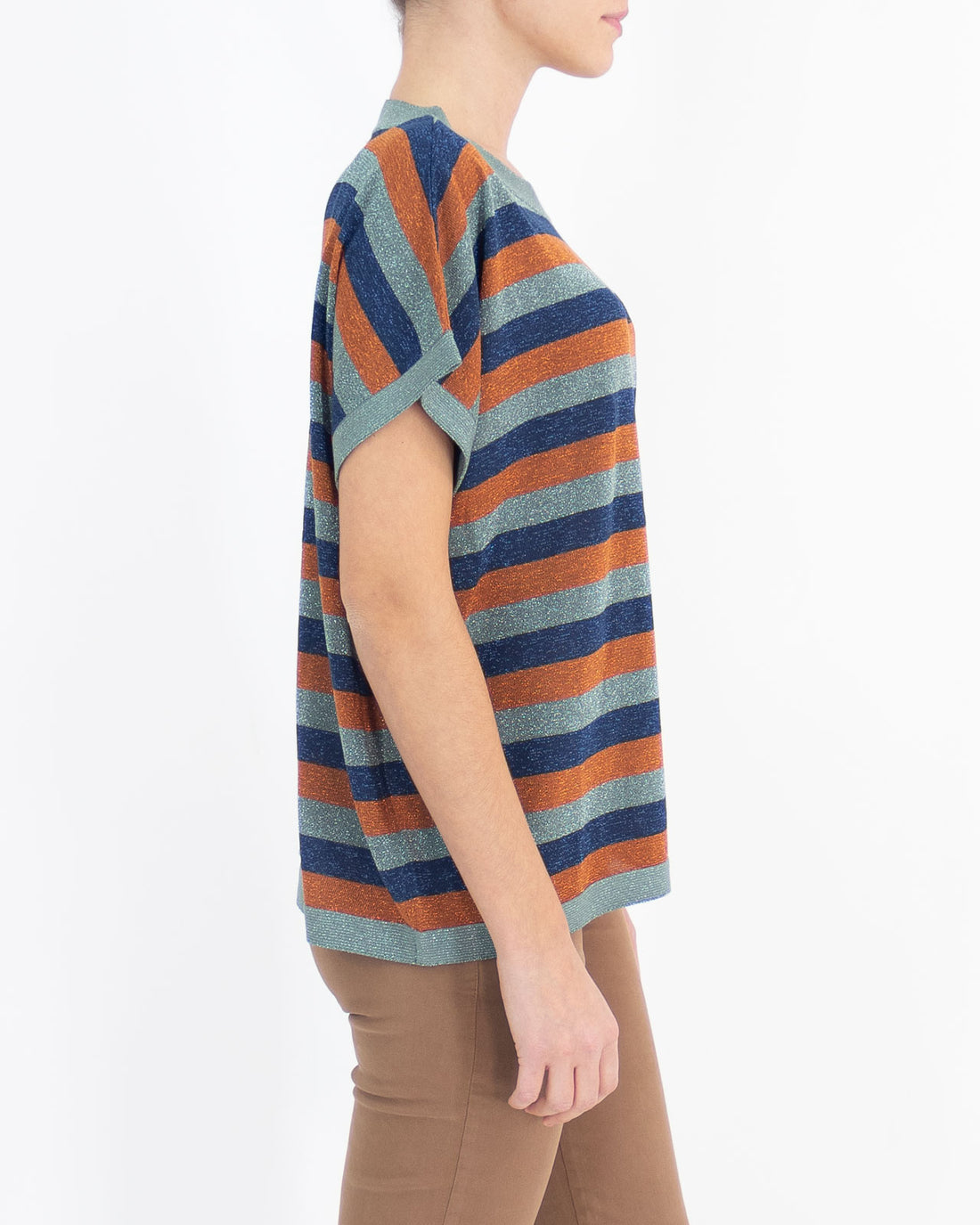 Lurex striped vest sweater