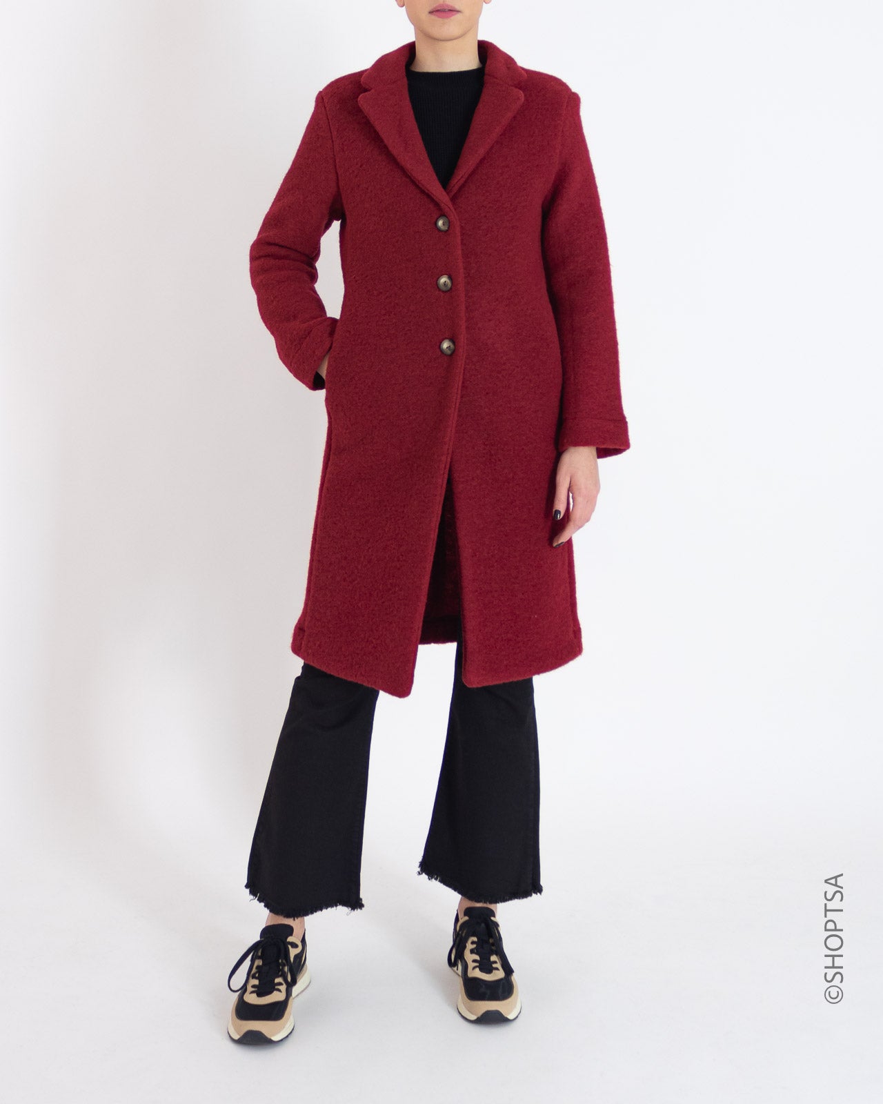 Cappotto lungo rosso lana - RAGNO - Ragno - shopTSa