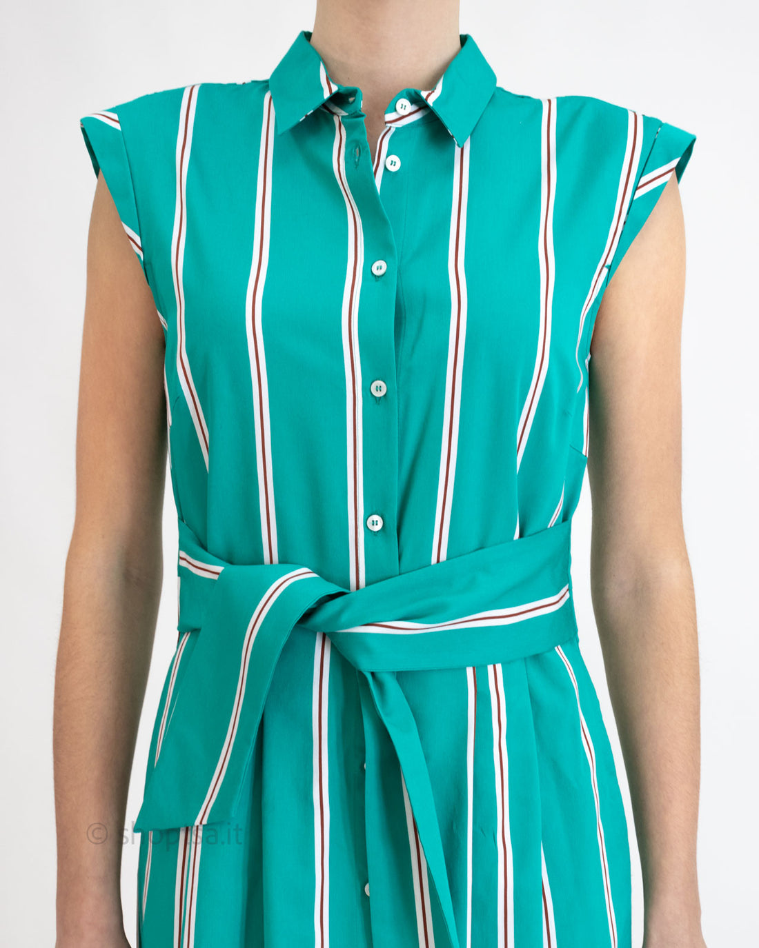Turquoise striped shirt dress