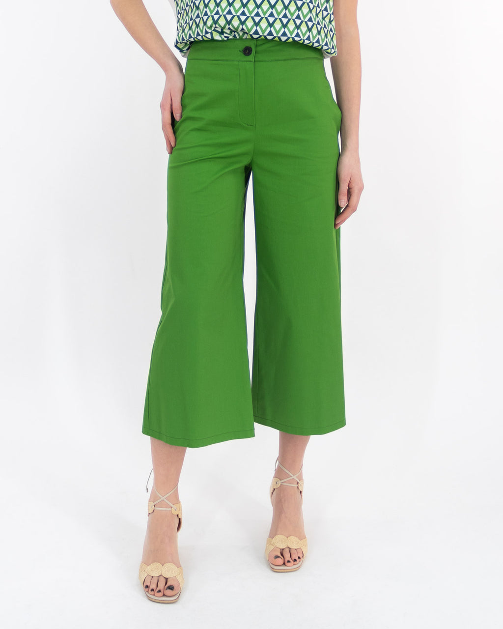 Pantalone verde cropped in cotone - Emme Marella - shopTSa