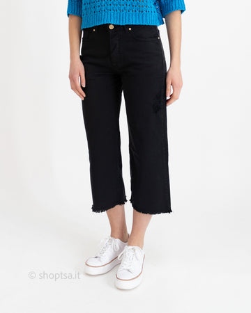 High waisted fringed culotte jeans
