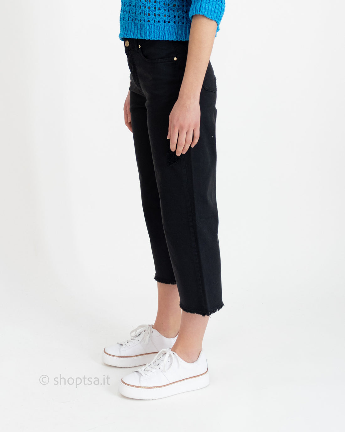 High waisted fringed culotte jeans