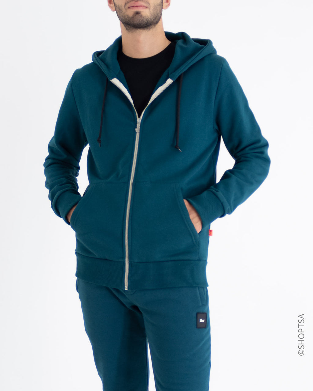 Felpa con zip color petrolio - Shoe - shopTSa