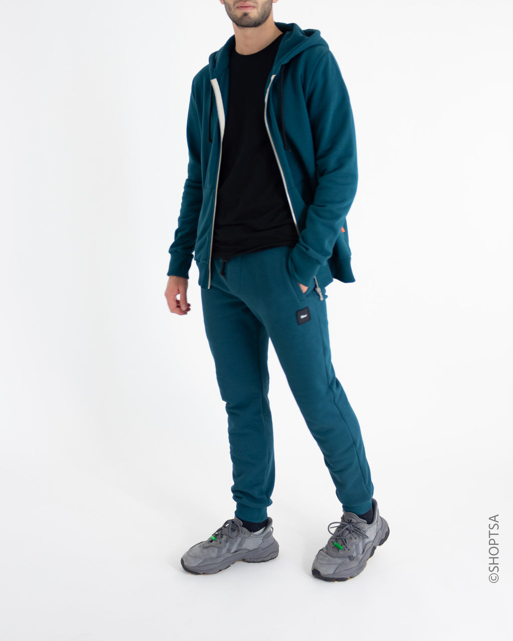 Felpa con zip color petrolio - Shoe - shopTSa