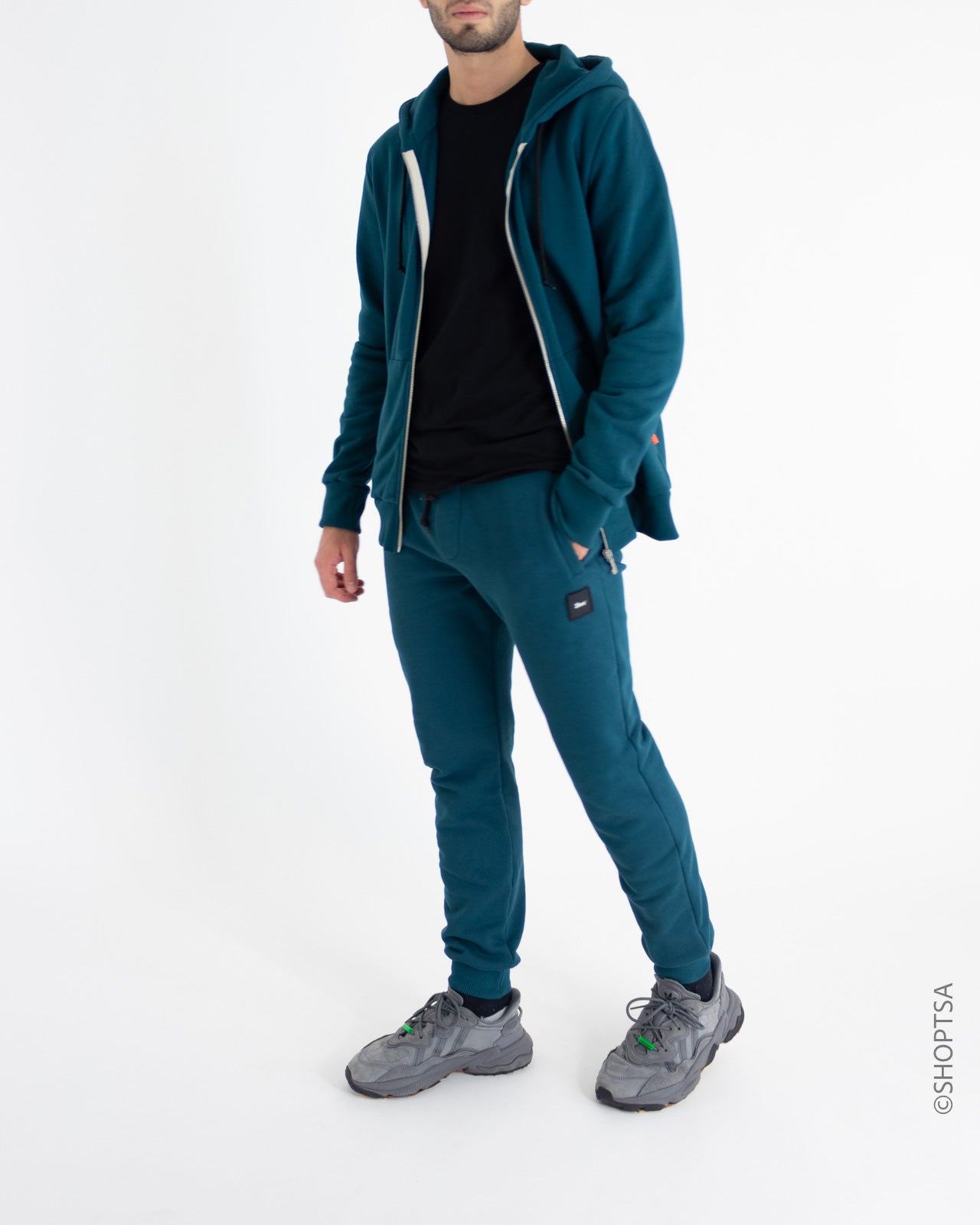 Felpa con zip color petrolio - Shoe - shopTSa