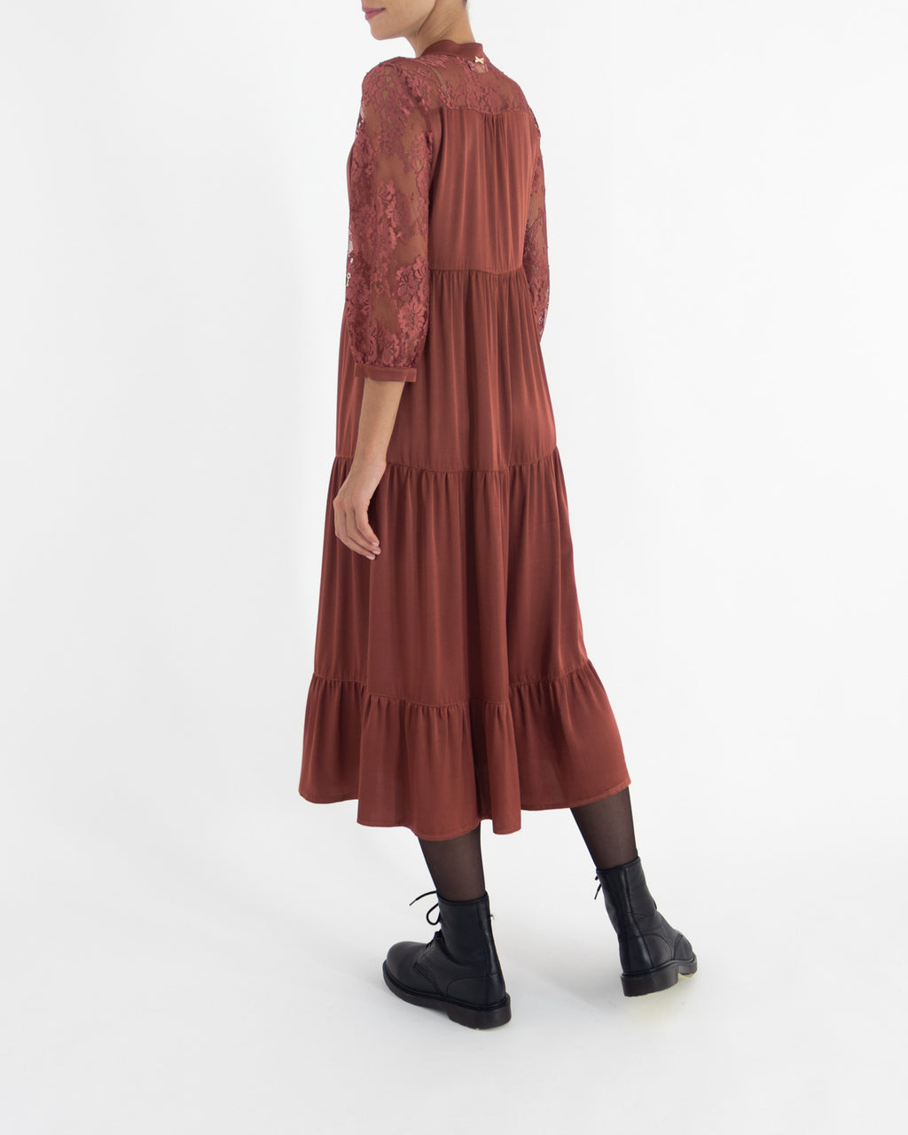 Abito lungo in raso e pizzo - Angysix - shopTSa