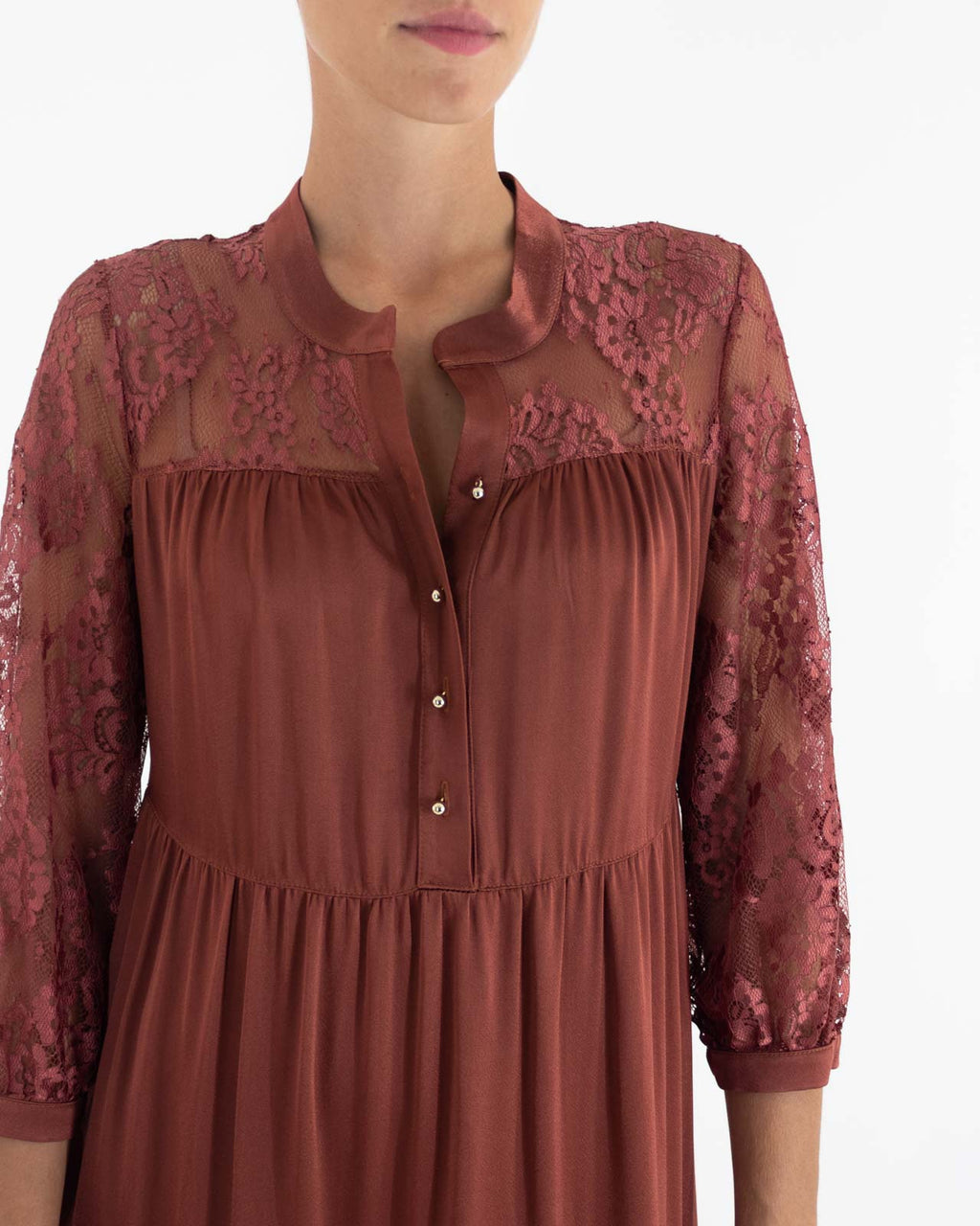 Abito lungo in raso e pizzo - Angysix - shopTSa