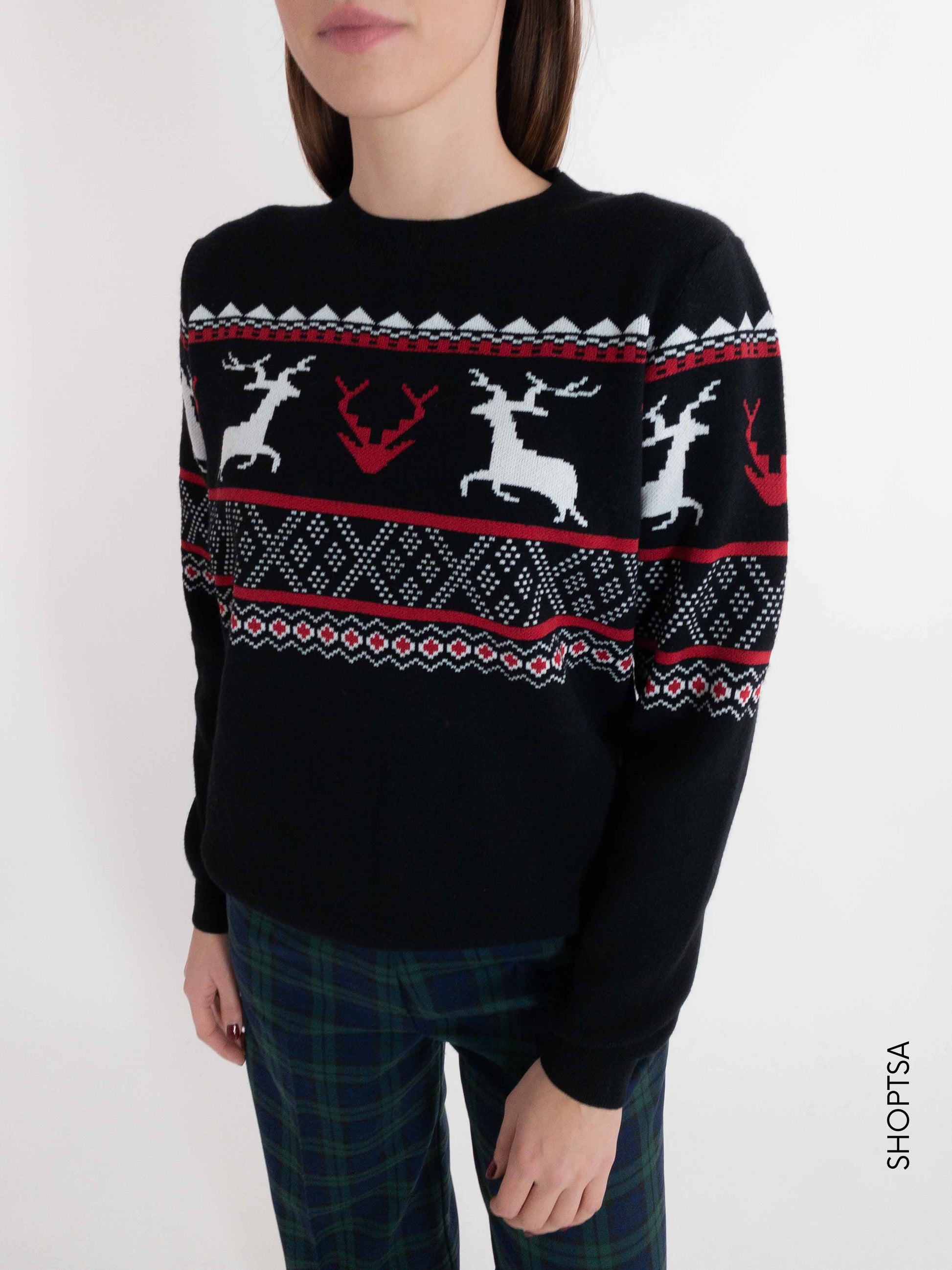 Maglione Rosso Maglione Con Renna Maglione Donna Natale In