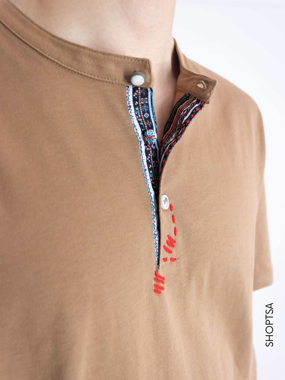 Tobacco ethnic detail t-shirt - SSEINSE