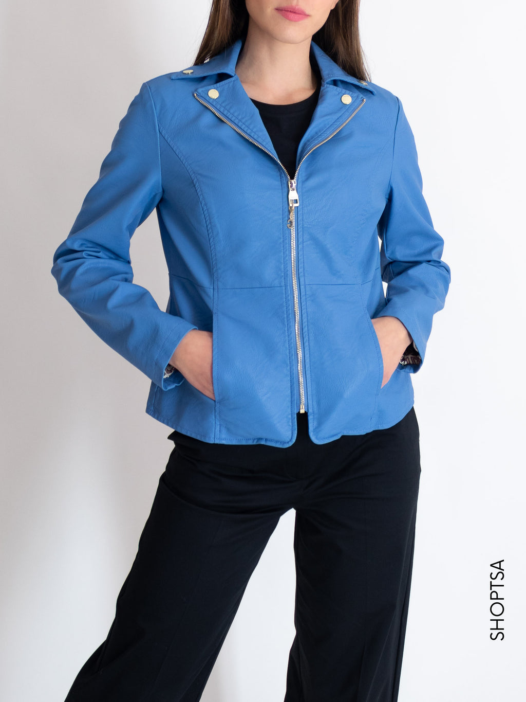 Giubbino ecopelle azzurro - GAUDì