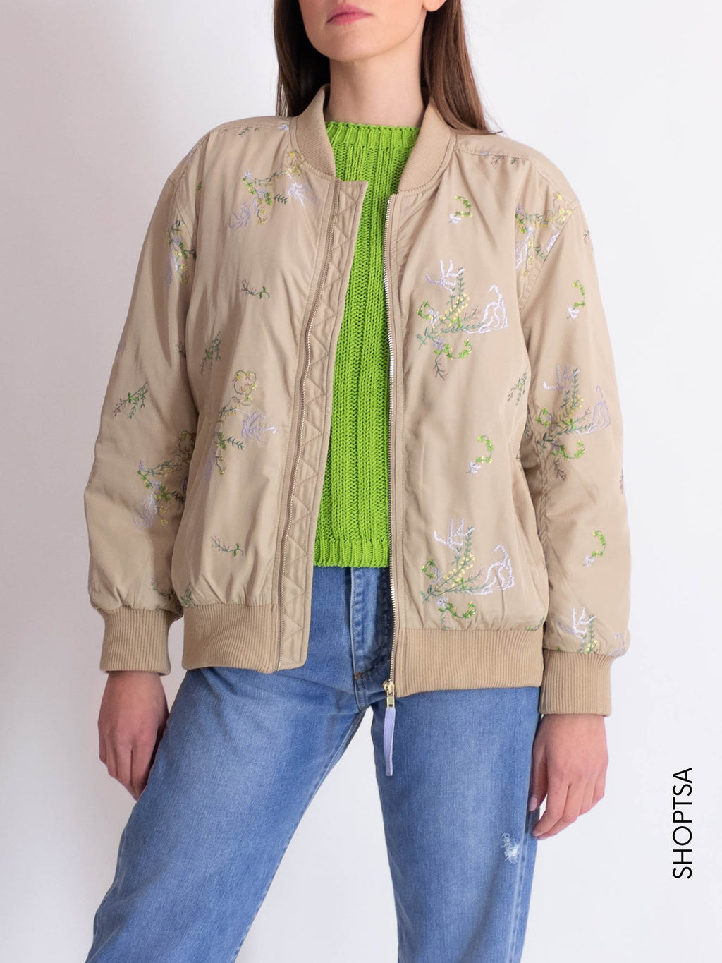 Bomber fiori ricamati - NÜMPH