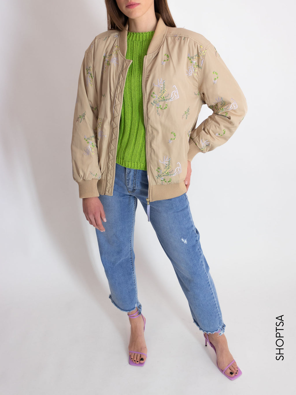 Bomber fiori ricamati - NÜMPH