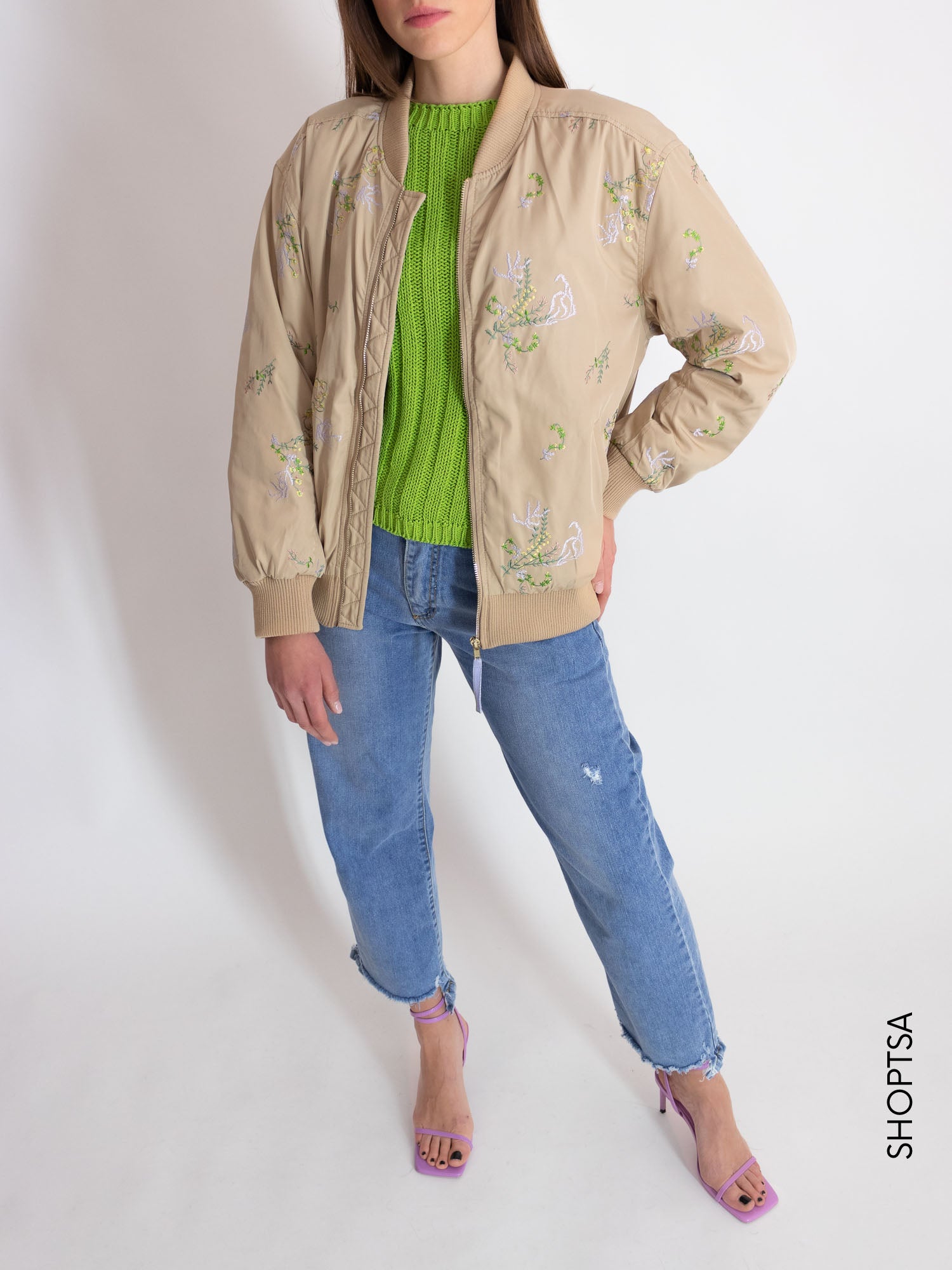 Bomber fiori ricamati - NÜMPH