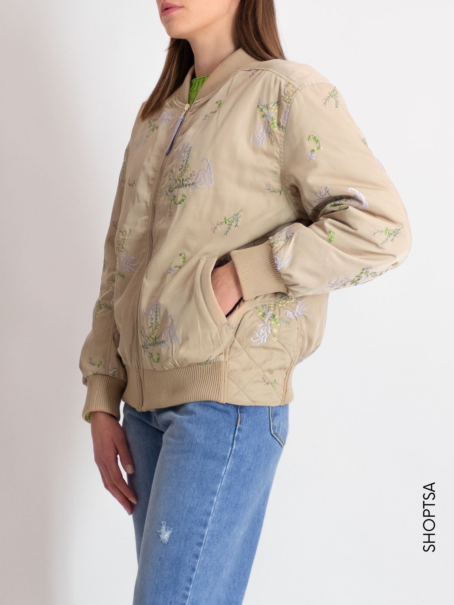 Bomber fiori ricamati - NÜMPH