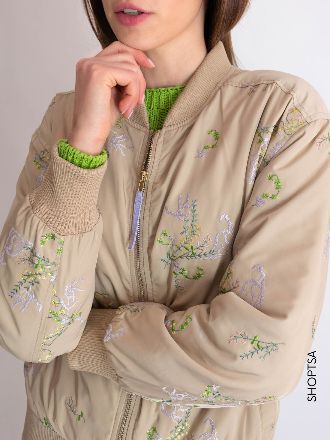 Embroidered flower bomber jacket - NÜMPH