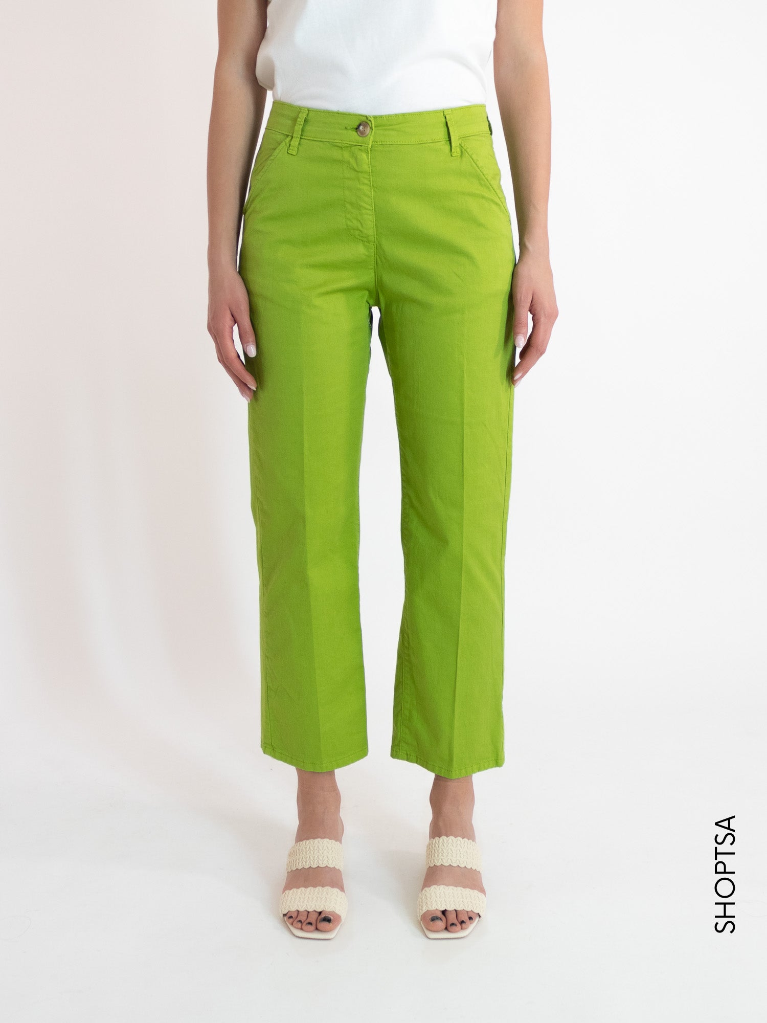 Pistachio cotton trousers