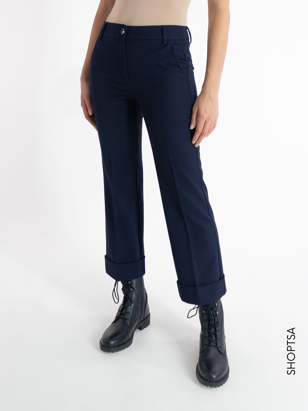 VEBER straight turn-up trousers - EMME Marella