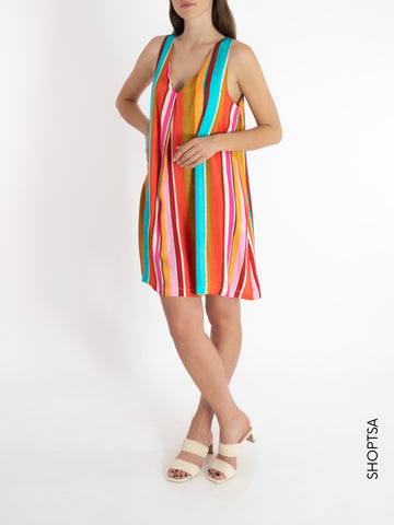 Viscose striped dress TY2871 - ViCOLO