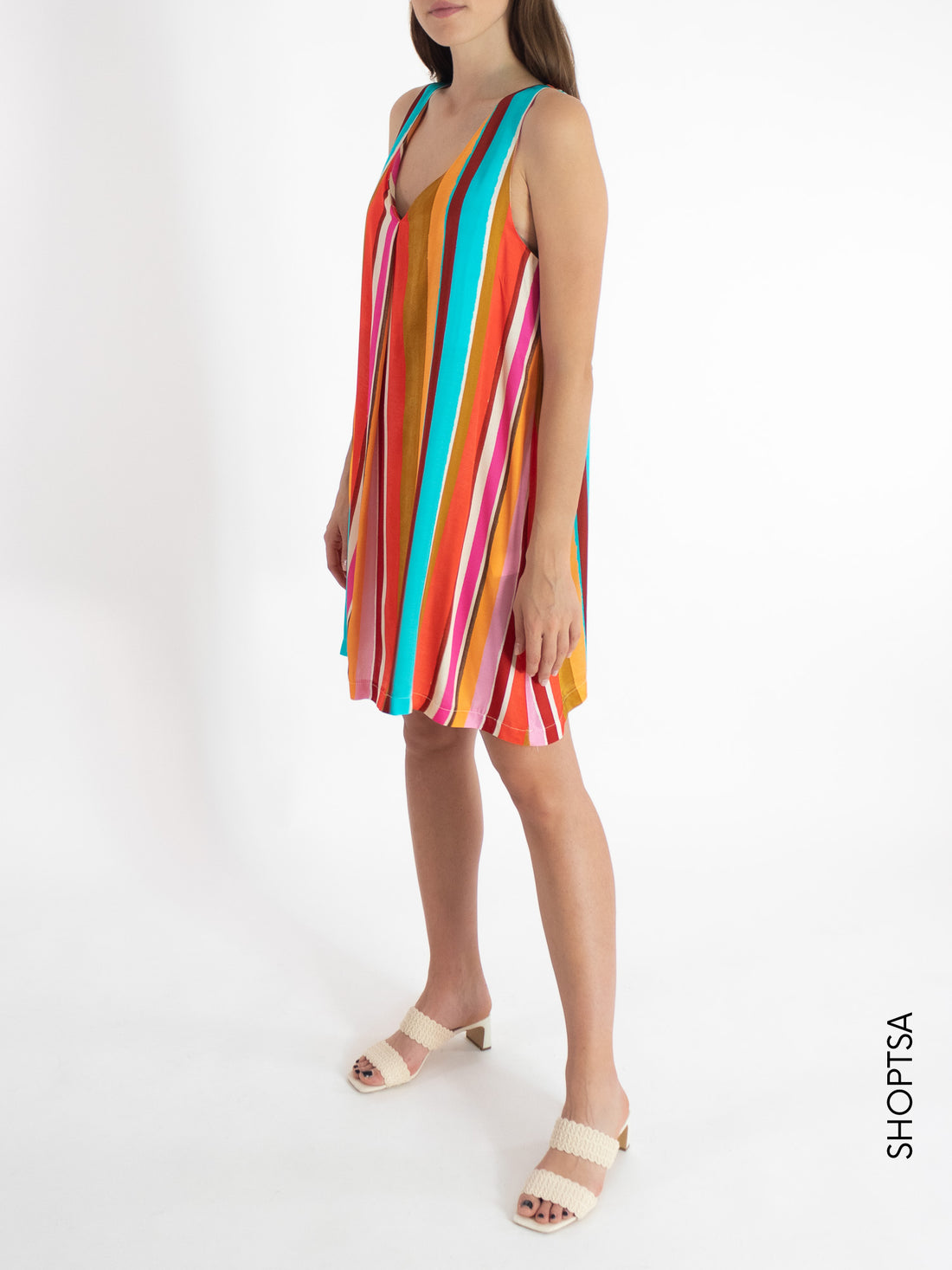 Viscose striped dress TY2871 - ViCOLO