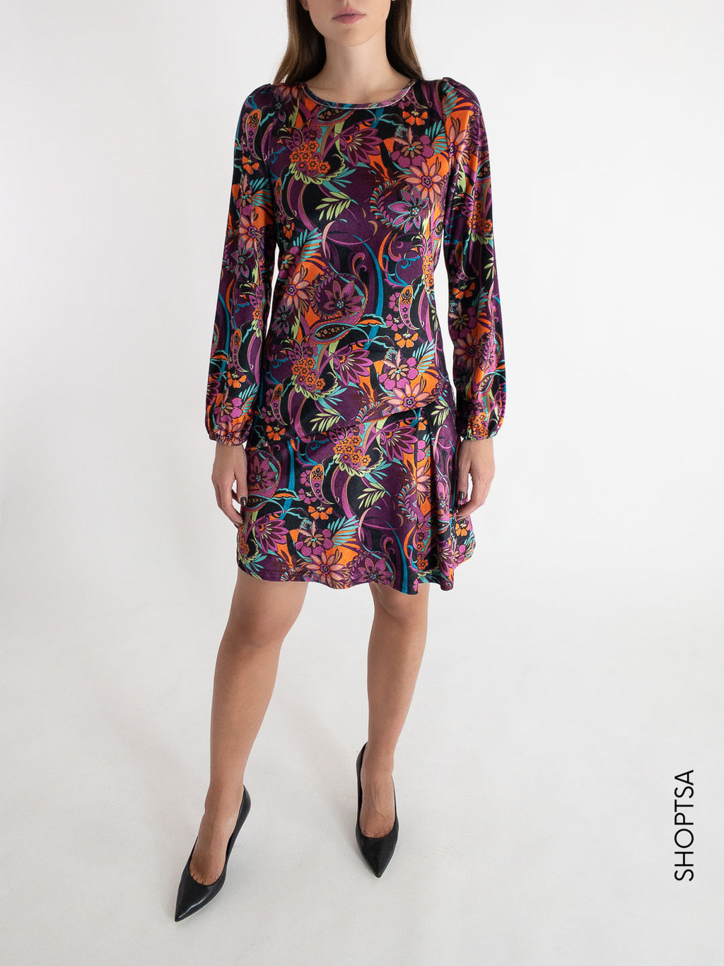 Printed chenille dress