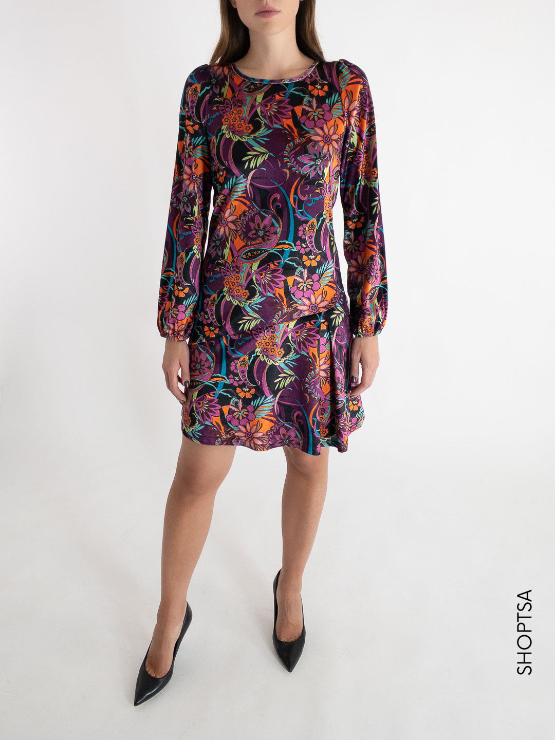 Printed chenille dress
