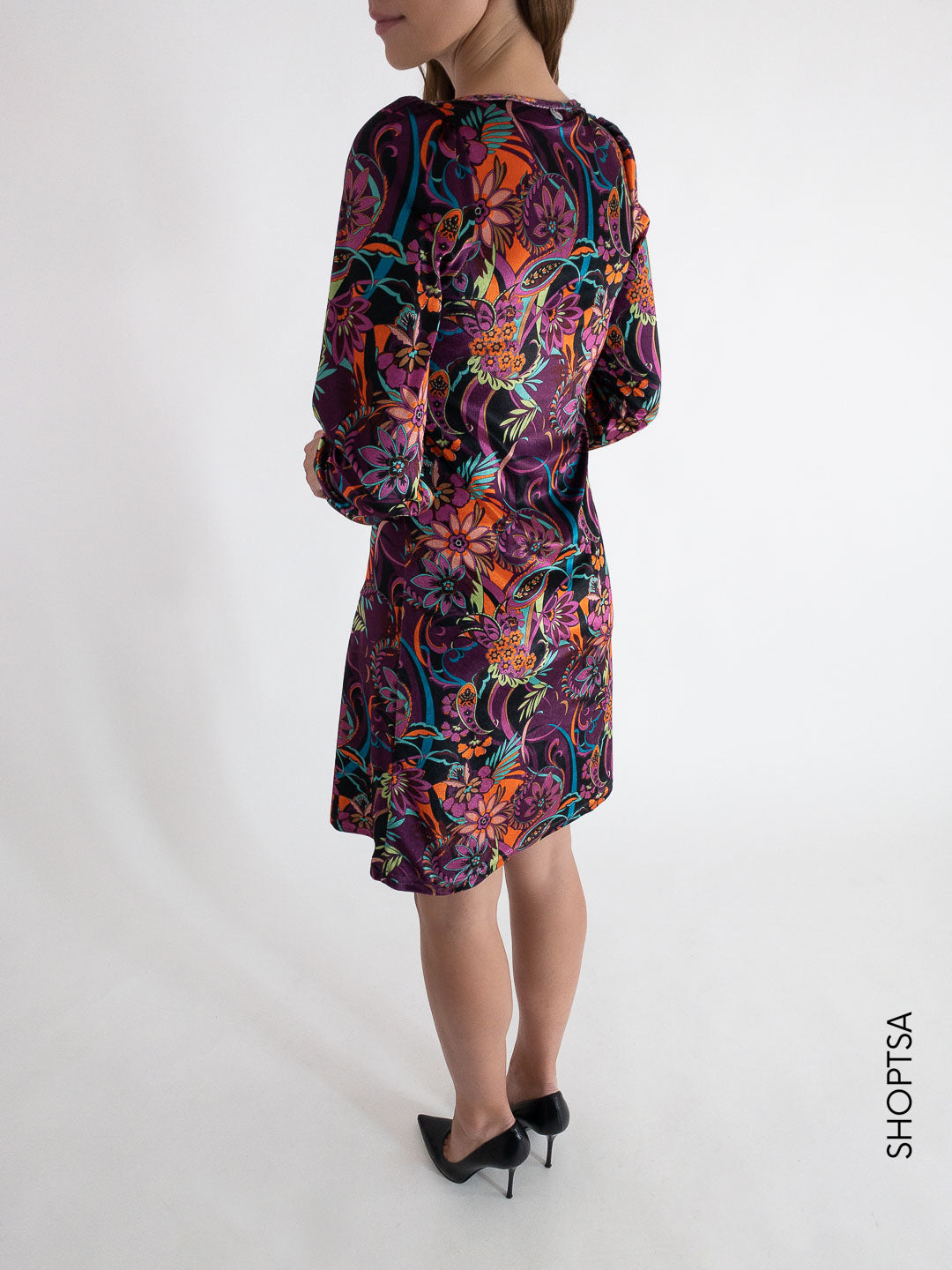 Printed chenille dress