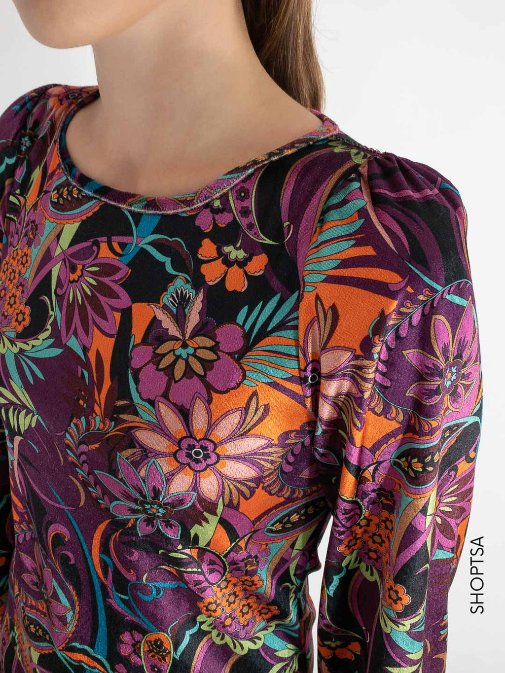 Printed chenille dress