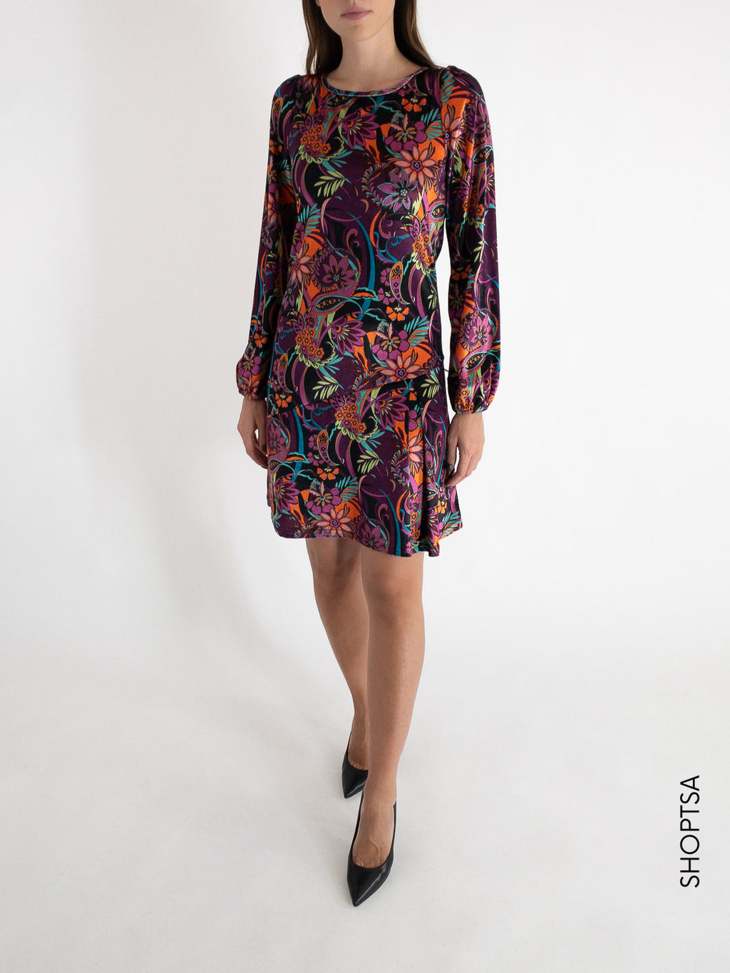 Printed chenille dress