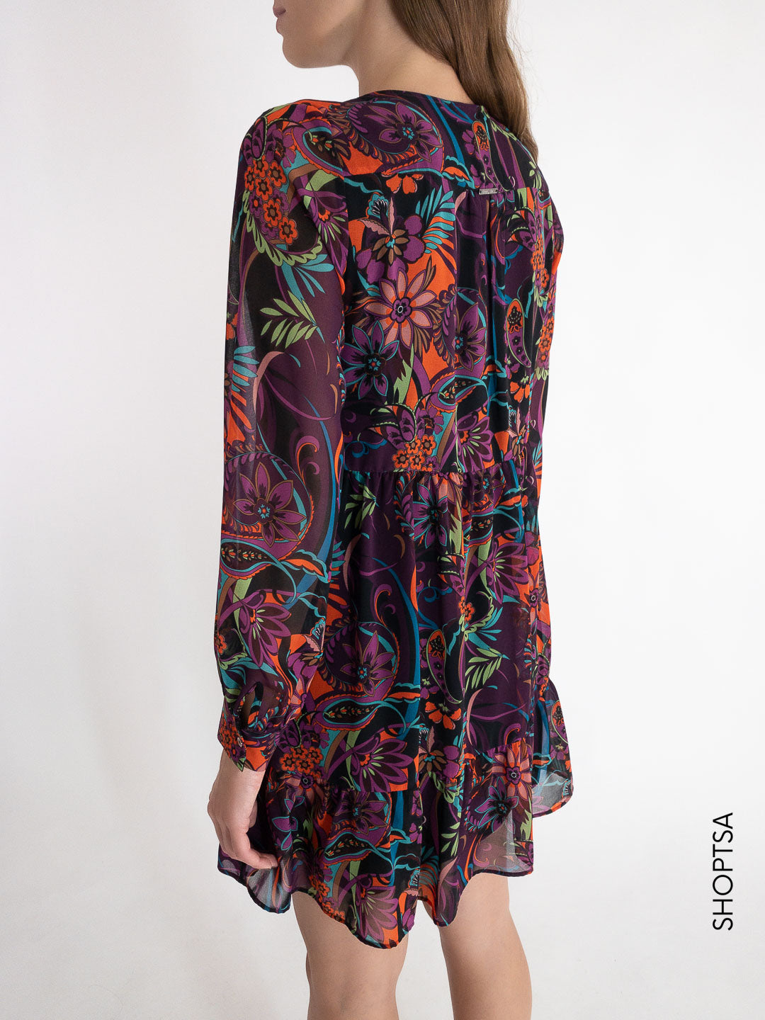 Short flared fuchsia dress