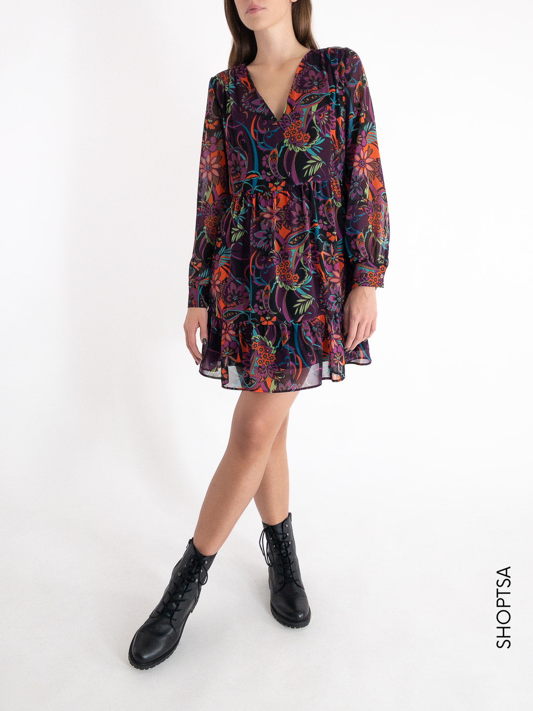 Short flared fuchsia dress