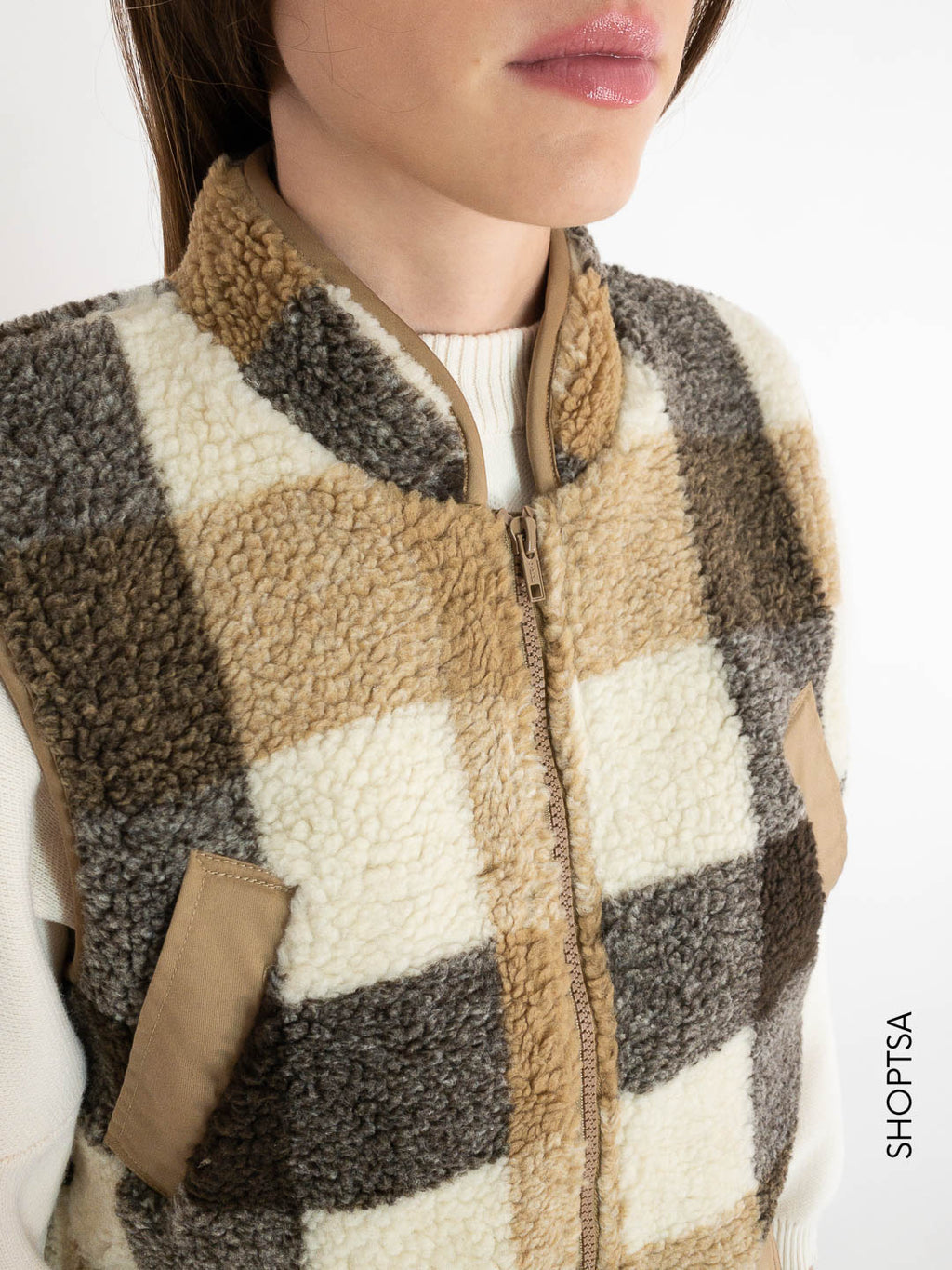Tartan sherpa vest - NÜMPH
