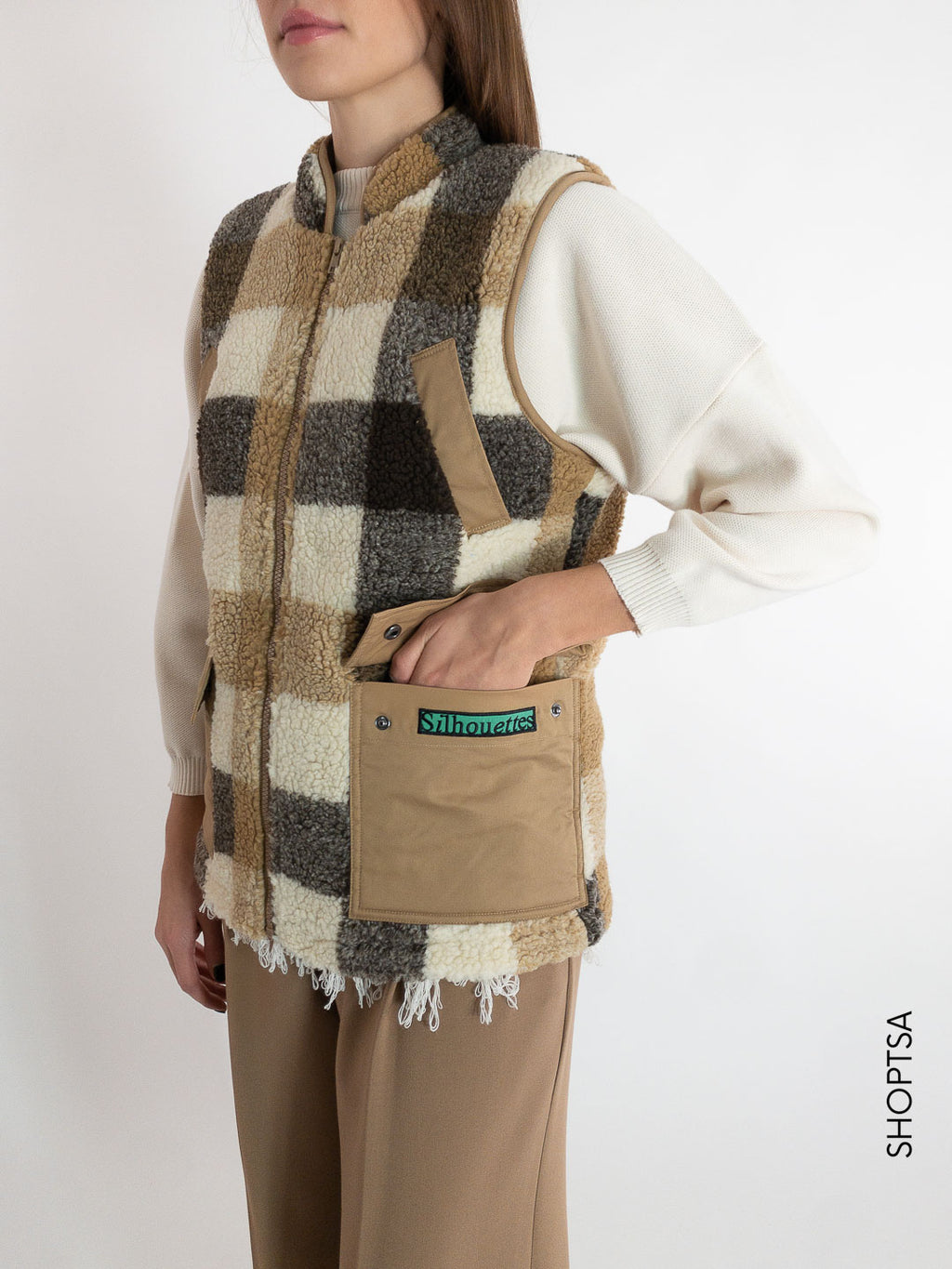 Tartan sherpa vest - NÜMPH