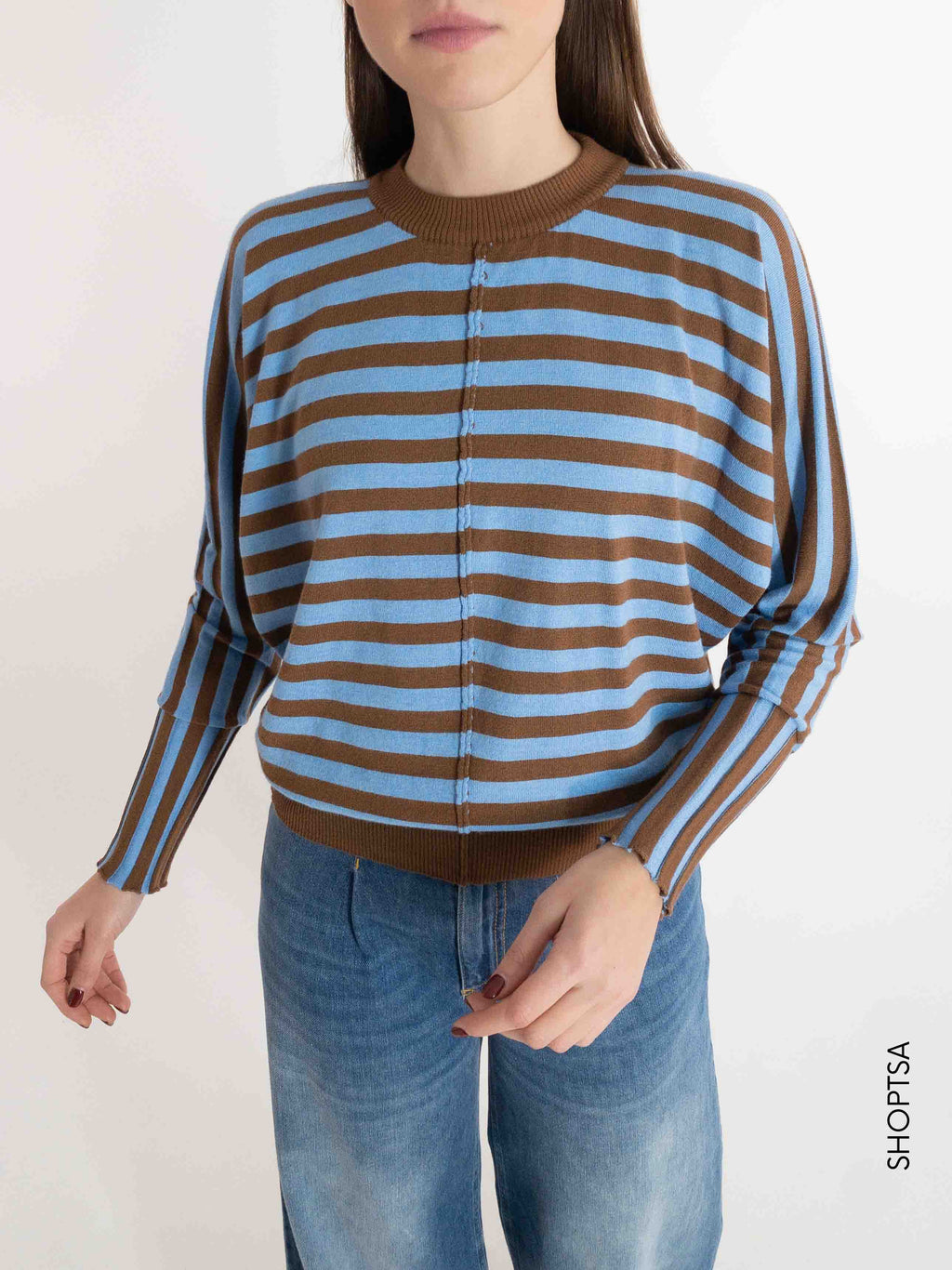 Maglia riga azzurra viscosa