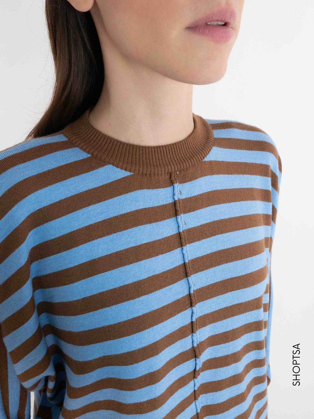 Light blue striped viscose sweater - gams's