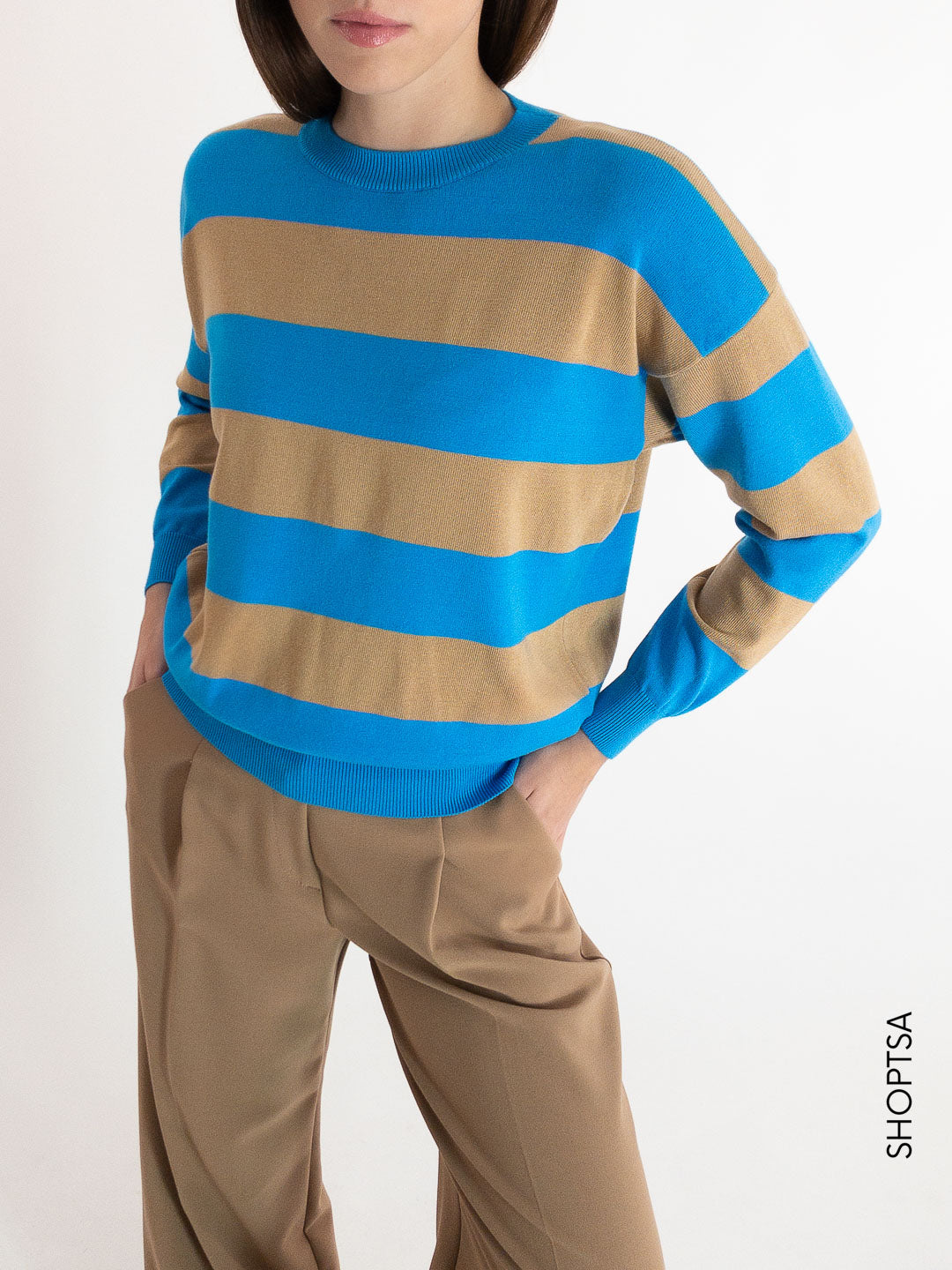 Viscose striped sweater 22175 - ViCOLO