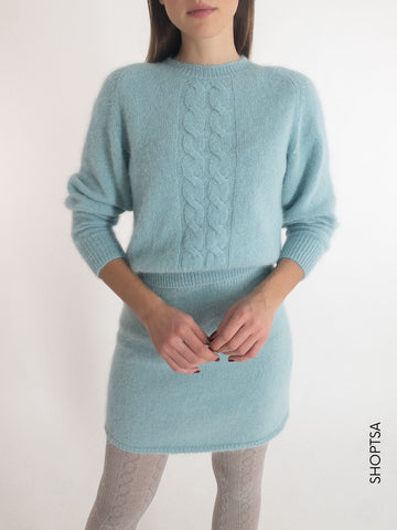 Angora cable sweater 55124Z - ViCOLO