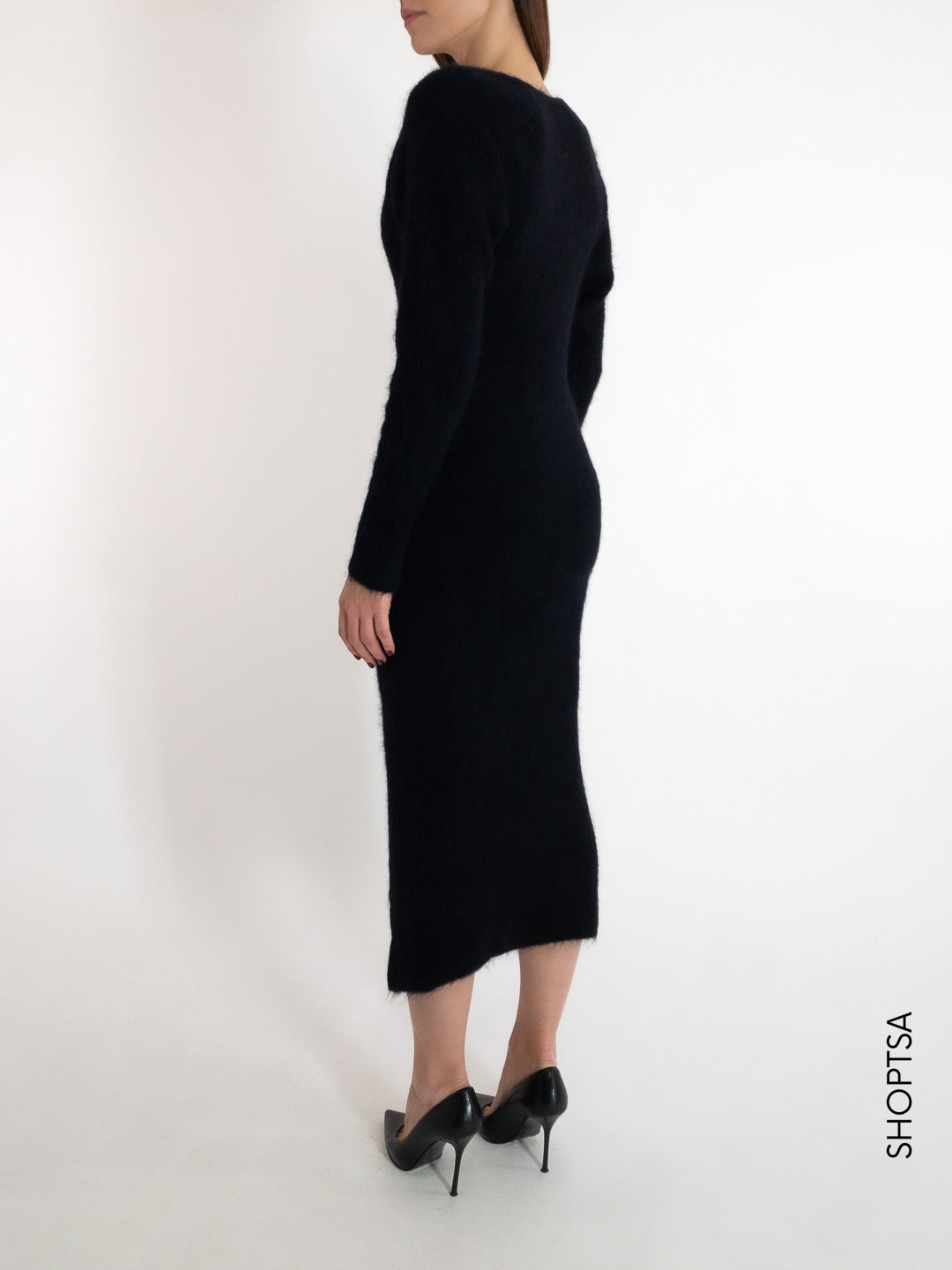 Black alpaca wool dress 55153z - ViCOLO