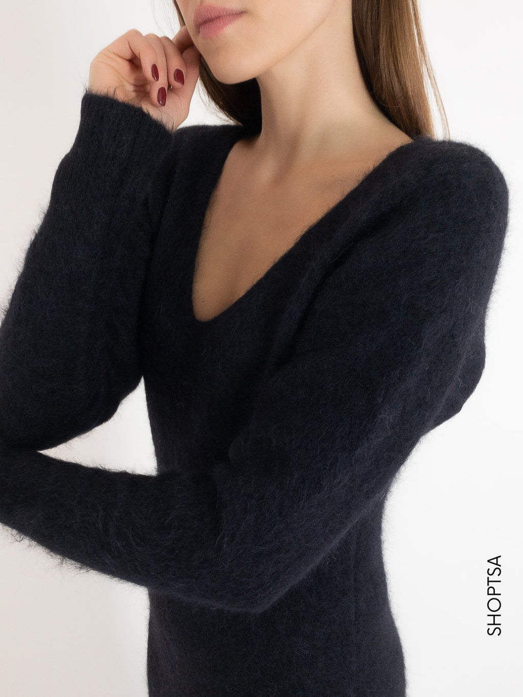 Black alpaca wool dress 55153z - ViCOLO