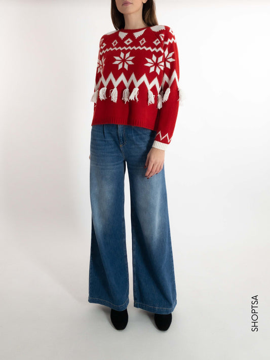 Maglione frange Natale 55090z - ViCOLO