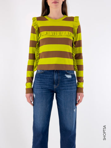 Striped ruffled sweater 22153e - ViCOLO
