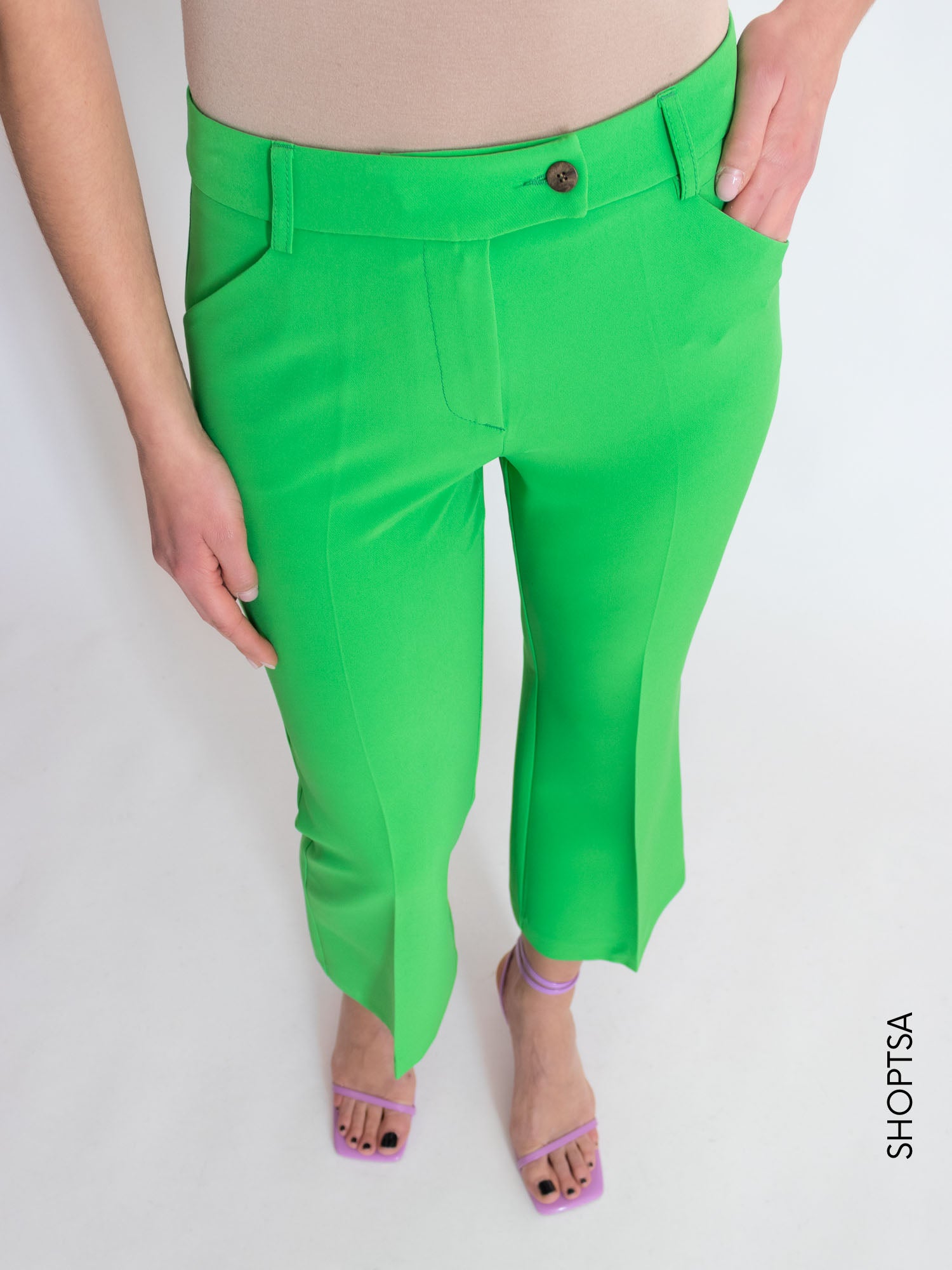 Apple green trumpet trousers