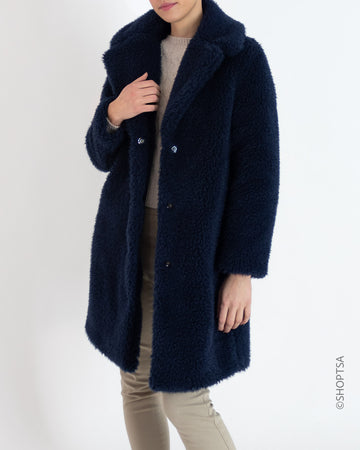 Blue fur coat