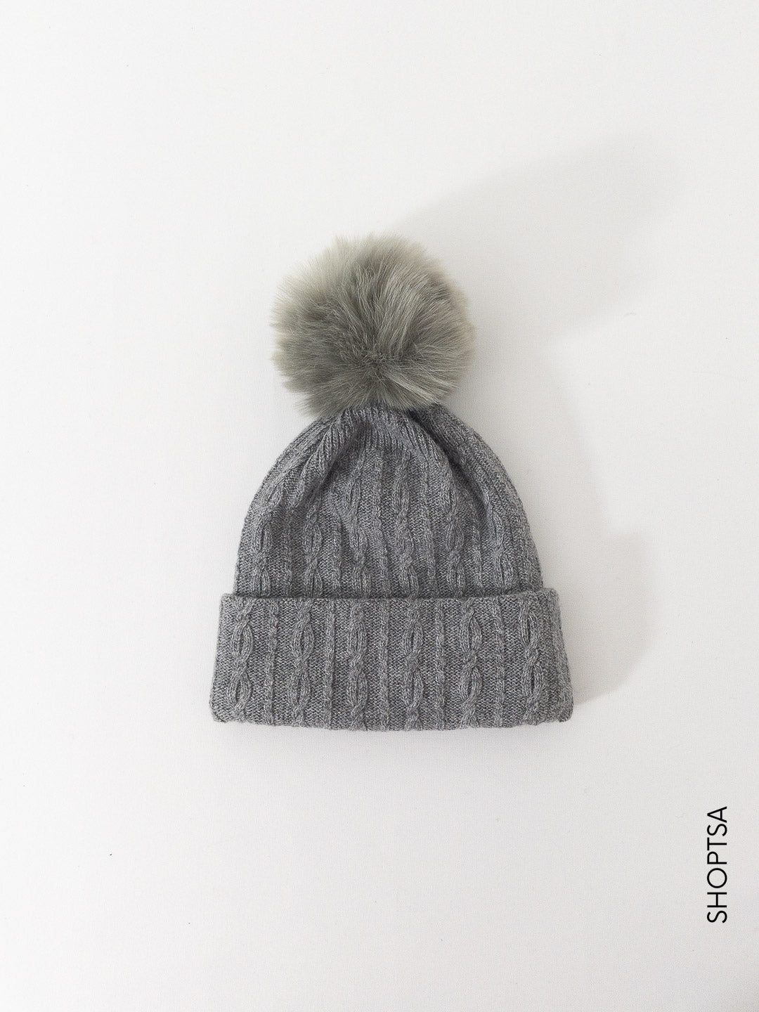 Wool and cashmere pom pom hat