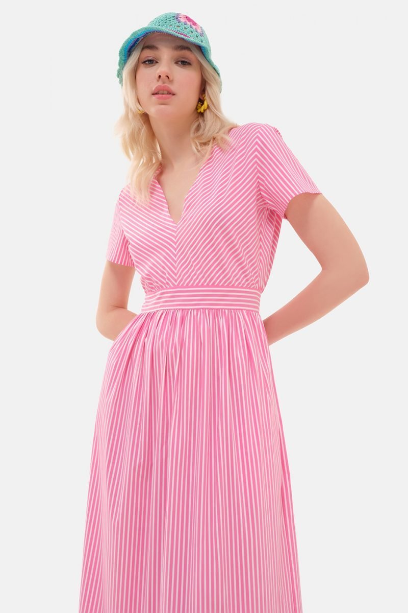 Fuchsia striped dress - Face To Face Style