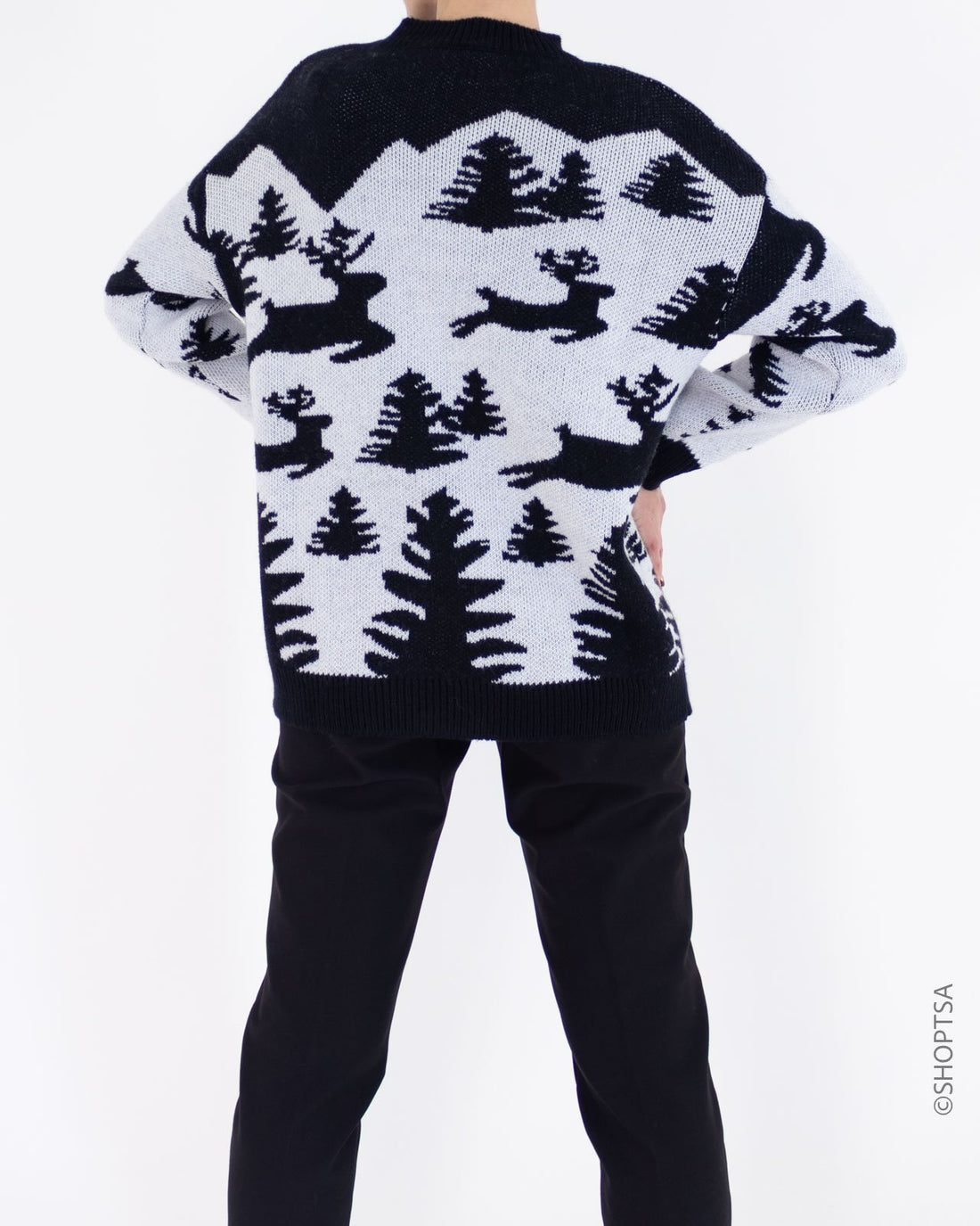 Maxi black reindeer sweater - ViCOLO